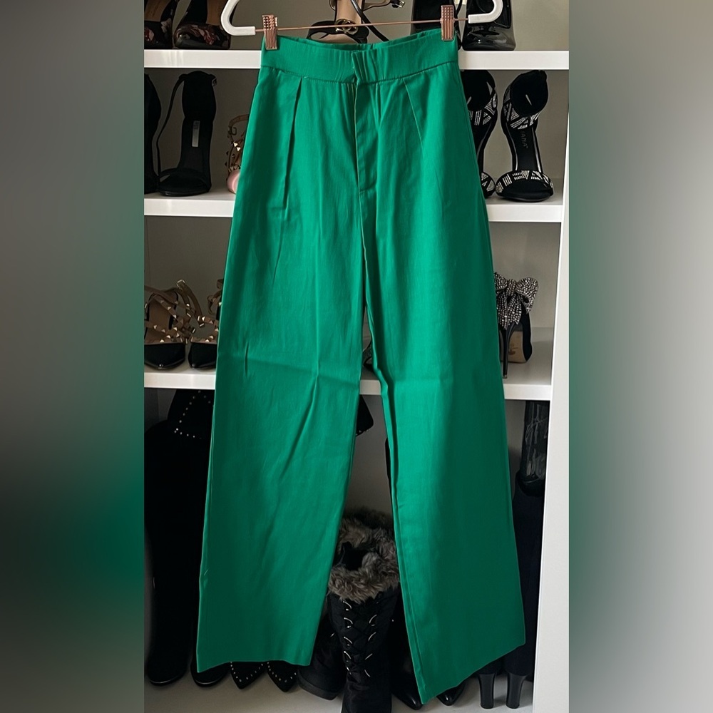 Solid High Rise Straight Leg Pants - image 1